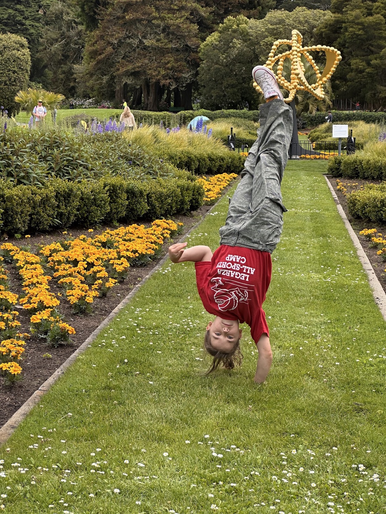 A one-handed freeze on the grass